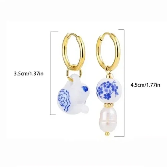 Ceramic Teapot Mismatched Hoop Earrings - Picture 11 of 13